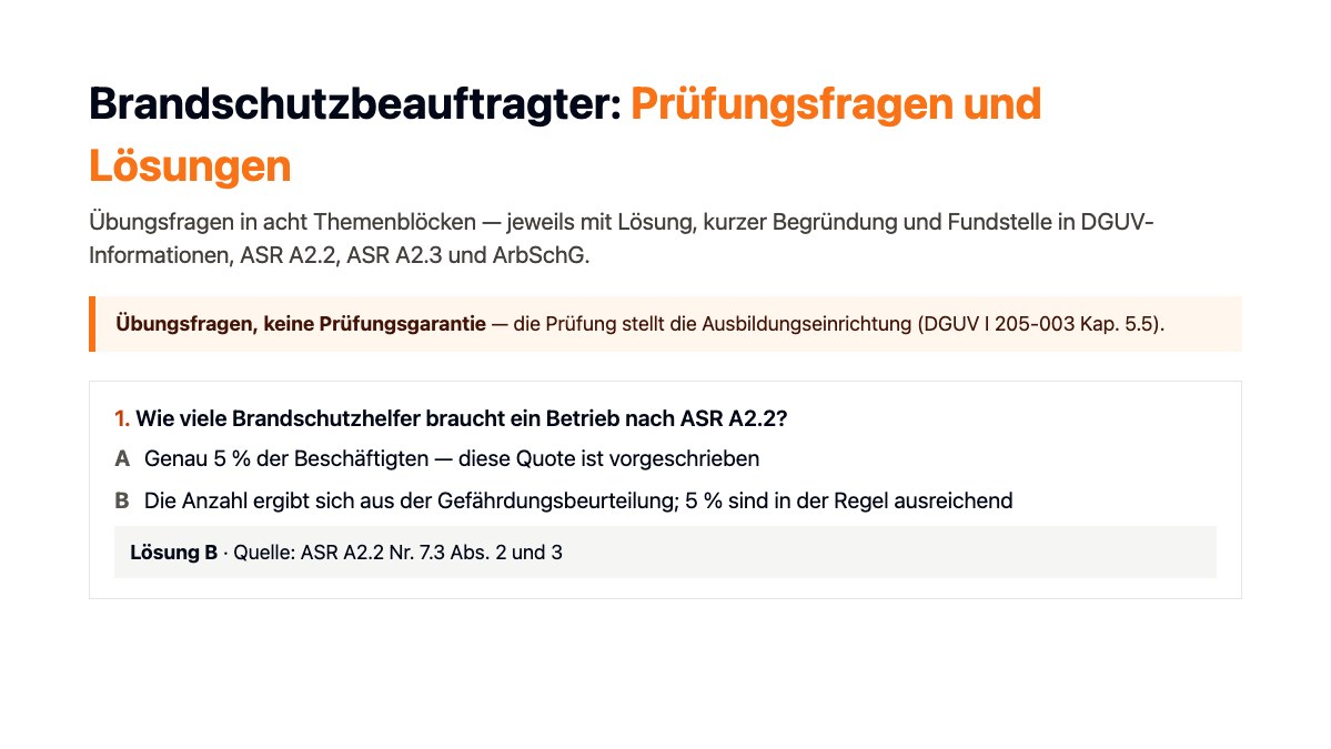 Vorschau: Brandschutzbeauftragter: Prüfungsfragen und Lösungen (PDF)